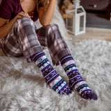Ladies Soul Warming Dual Layer Slipper Socks - Navy & Purple