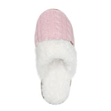 Ladies Aria Cable Faux Fur Thermal Scuff Slippers - Pink
