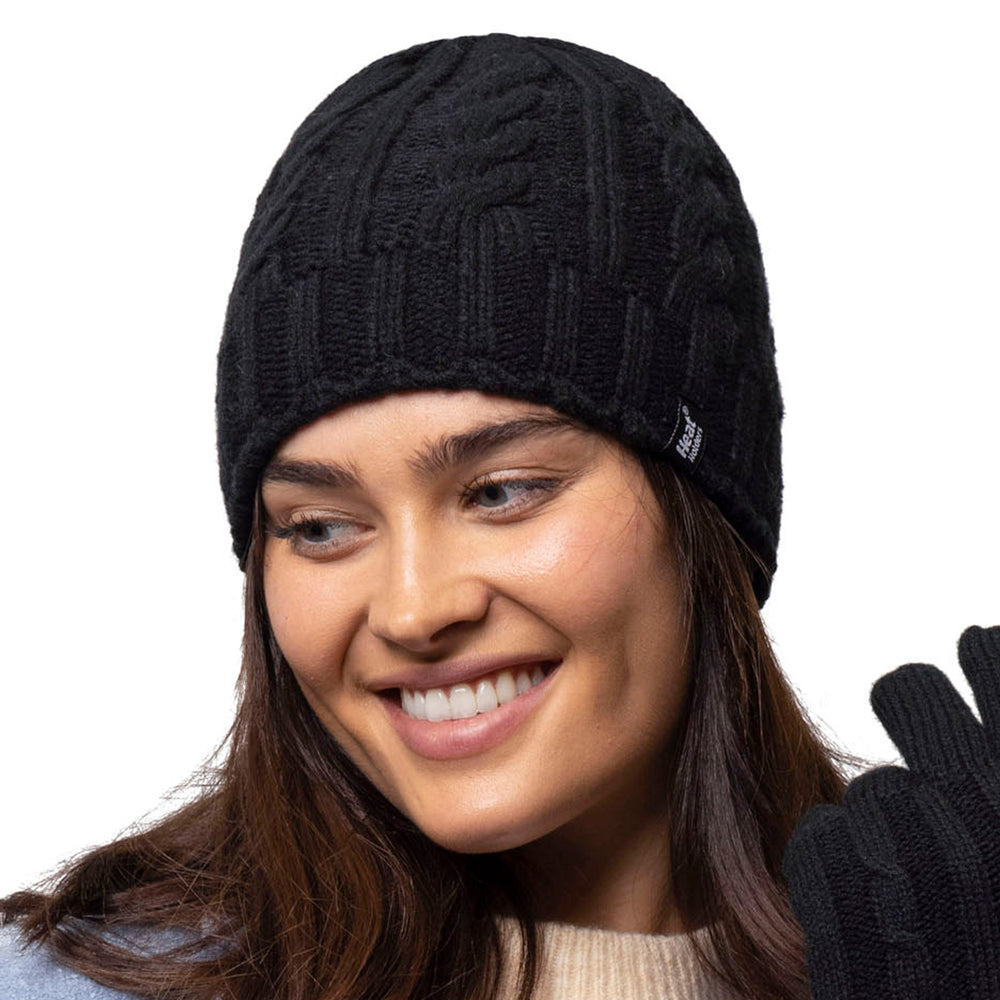 Ladies Thermal Hat, Gloves and Neck Warmer Bundle - Black