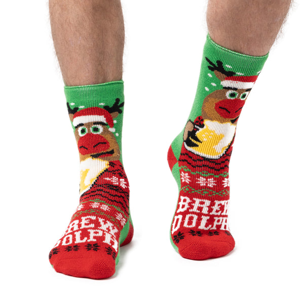 Mens Lite Christmas Socks - Brew Dolph