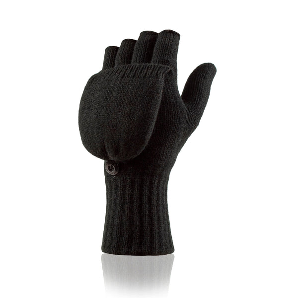 Unisex Thermal Converter Mittens - Black
