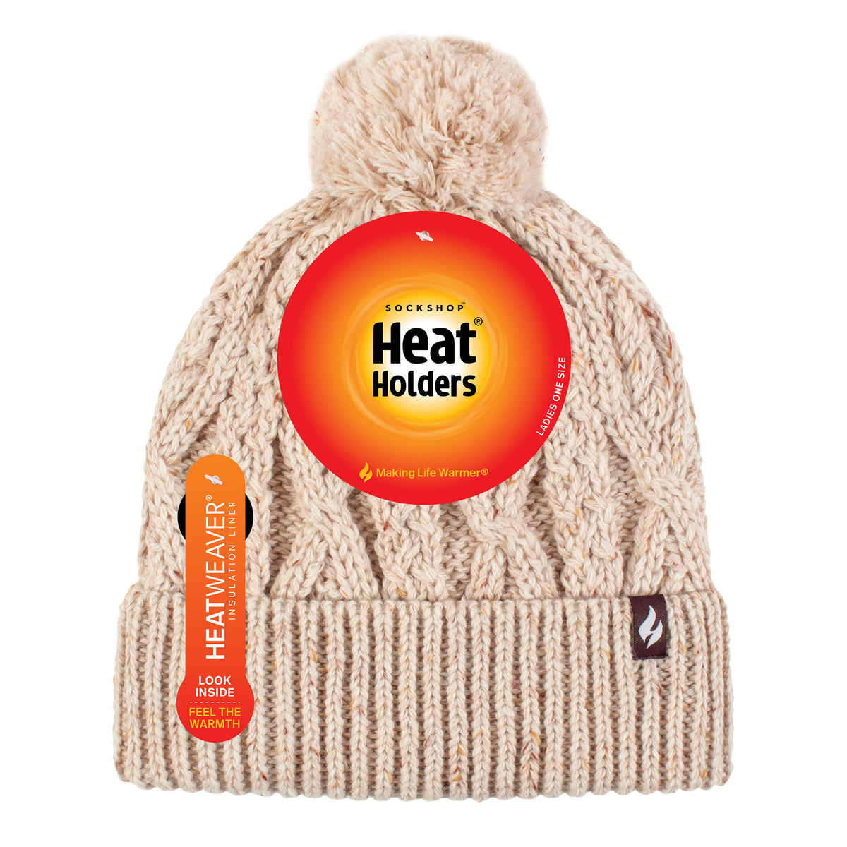 Ladies Salzburg Nepp Yarn Pom Pom Hat - Natural – Heat Holders