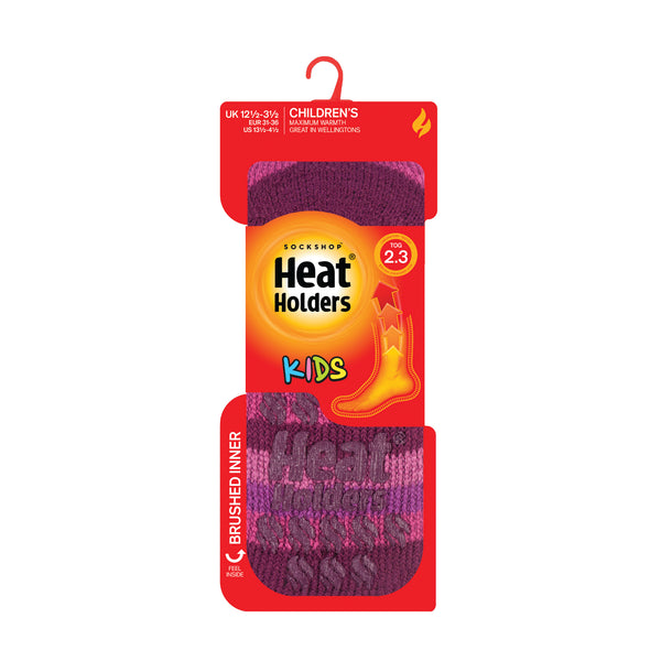 Special Offer 3 Pairs Kids Thermal Slipper Socks - Fuchsia Stripe