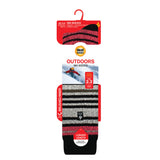 Ladies Original Long Ski & Snow Sports Fine Stripe Socks - Black & Coral Pink
