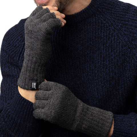 Mens Fingerless Gloves - Charcoal