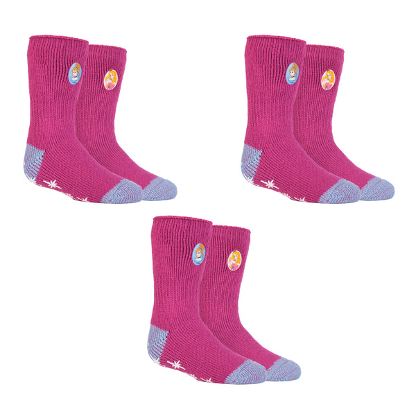 3 Pairs Kids Thermal Slipper Socks Disney Princess