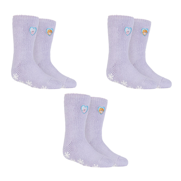 3 Pairs Kids Thermal Slipper Socks Disney Frozen Princess