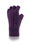 Ladies Ayla Cable Fingerless Gloves - Purple