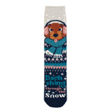 Ladies Lite Christmas Socks - Dachshing Through The Snow