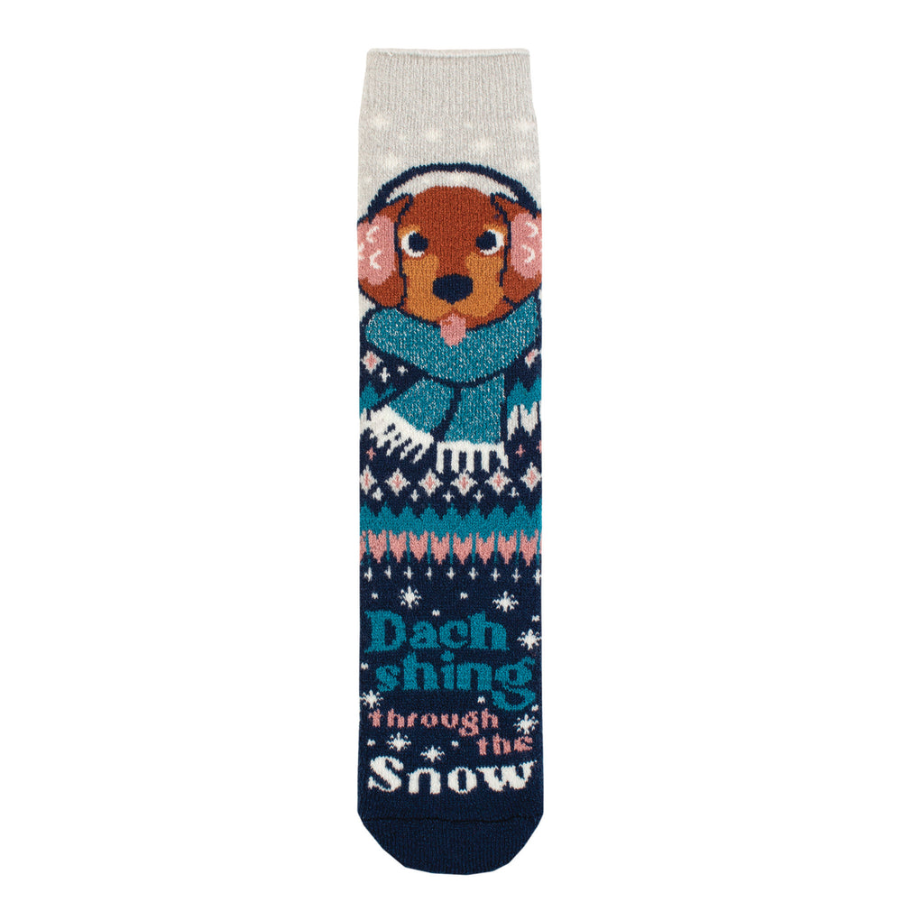 Ladies Lite Christmas Socks - Dachshing Through The Snow