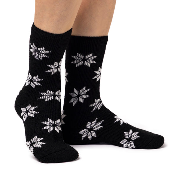 Ladies Original Jacquard Socks - Black Snowflake