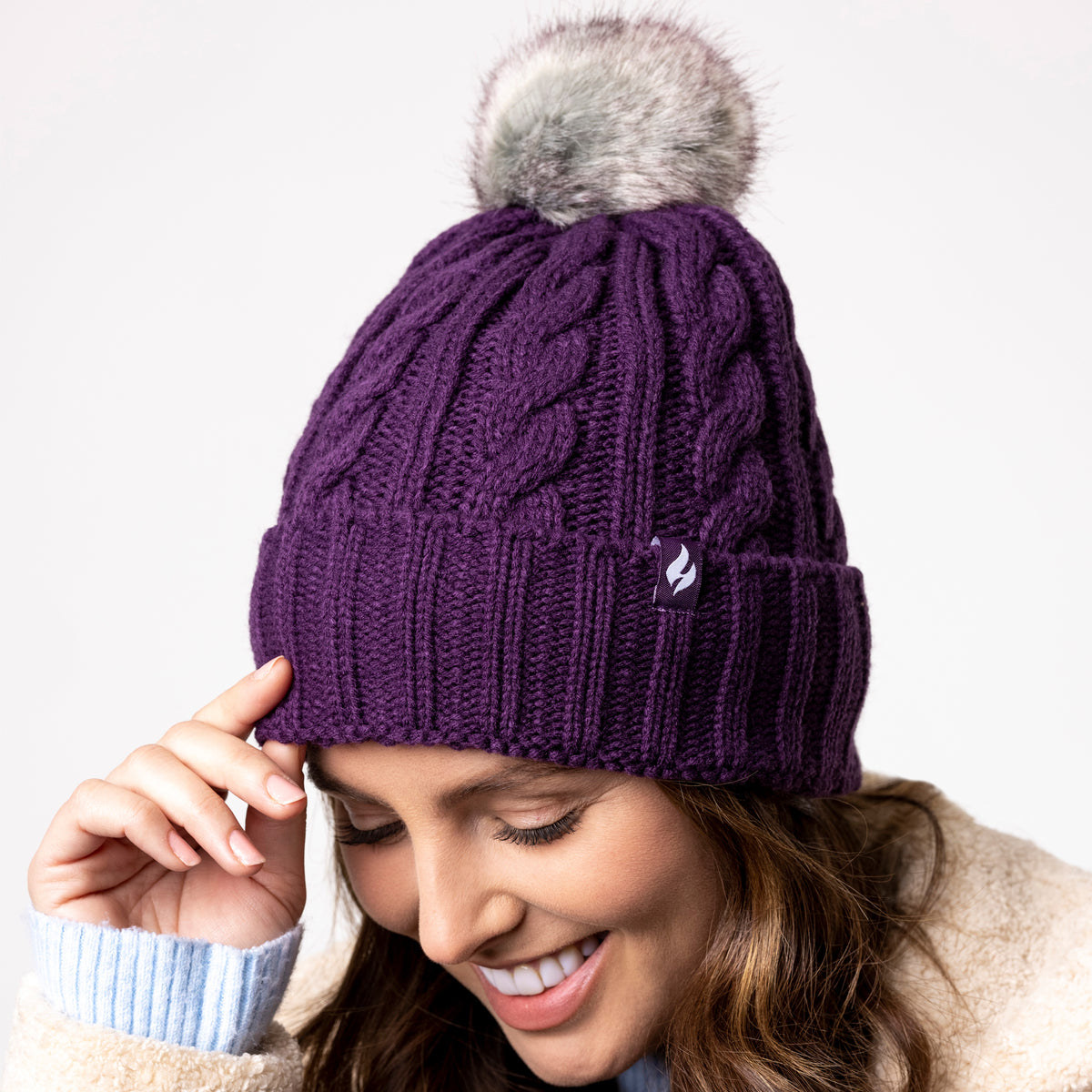 Womens purple on sale bobble hat