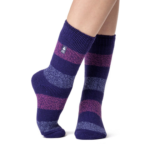 Ladies Original Seascale Twist Stripe Socks - Navy & Pink