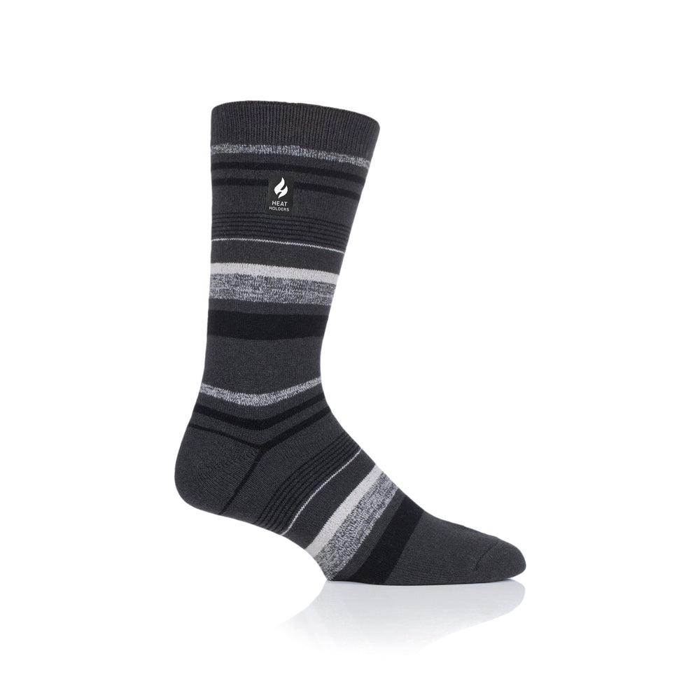 Mens Ultra Lite Goldcrest Stripe Socks - Charcoal