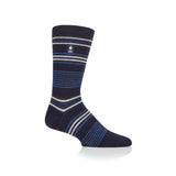 Mens Ultra Lite Santiago Stripe Socks - Navy
