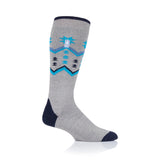 Mens Ultra Lite Long Ski & Snow Sports Socks - Grey Fairisle
