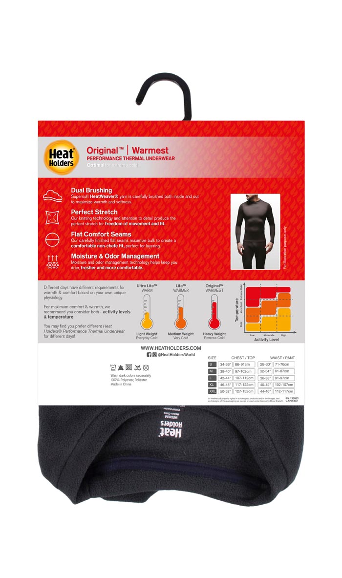 Mens Original Thermal Underwear Top - Black – Heat Holders