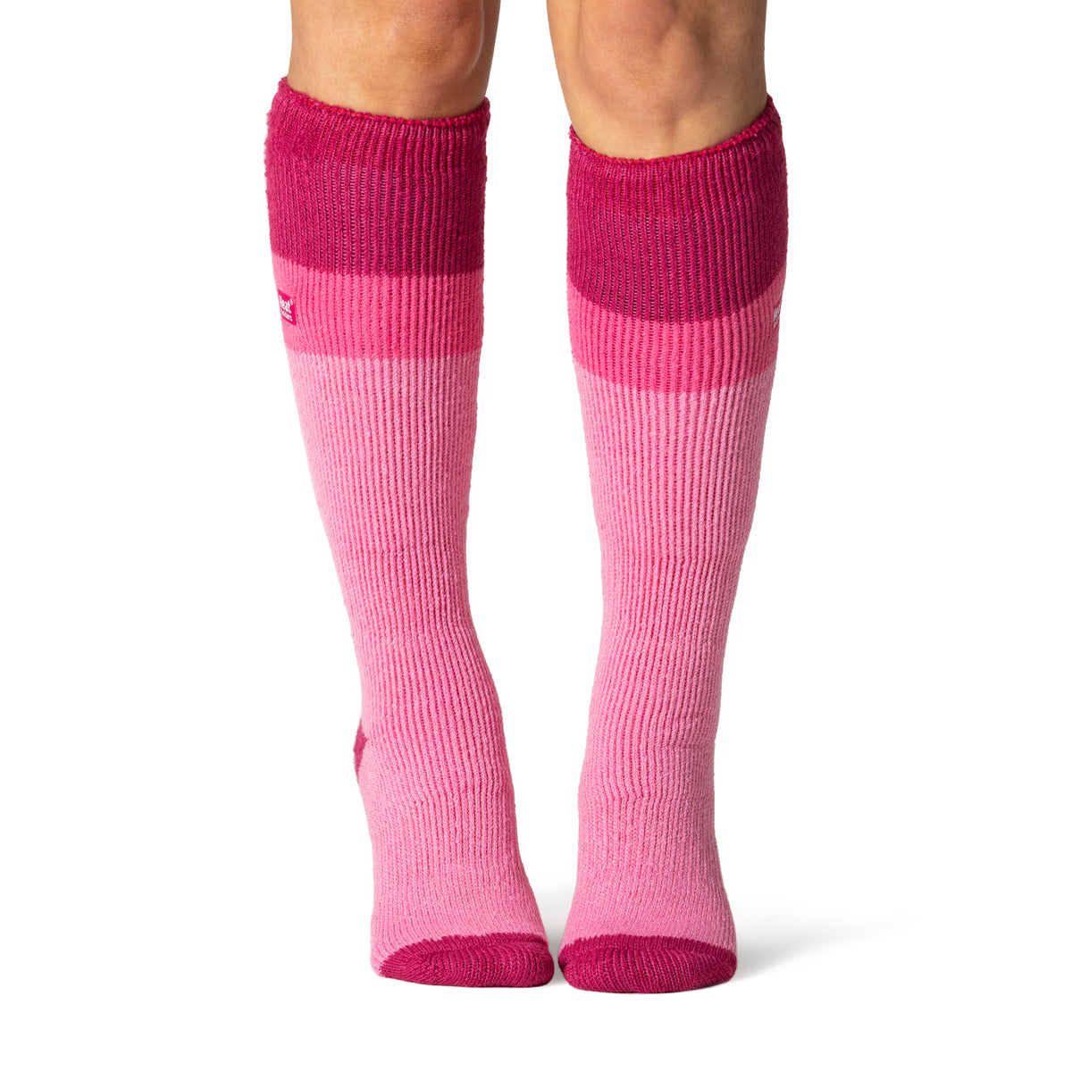 Ladies Long Ski Socks - Raspberry, Pink & Light Pink – Heat Holders