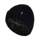 Mens Lawson Turn Over Cuff Ribbed Hat - Black