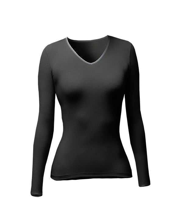Ladies Lightweight Thermal Long Sleeve Vest - Black – Heat Holders