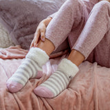 Ladies Original Sleep Socks with Turnover Feather Top - Grey & Cream