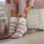 Ladies Original Sleep Socks with Turnover Rib Top - Grey & Pink