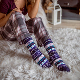 Ladies Soul Warming Dual Layer Slipper Socks - Navy & Purple