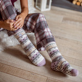 Ladies Soul Warming Dual Layer Slipper Socks - Lilac & Grey