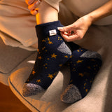 Ladies Lite Orion Sleep Socks with Turnover Top - Navy & Gold Stars