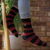 Mens Lite Izmir Chunky Stripe Socks - Black & Red