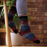 Mens Original Milan Thick Twist Stripe Socks Milan - Black & Red