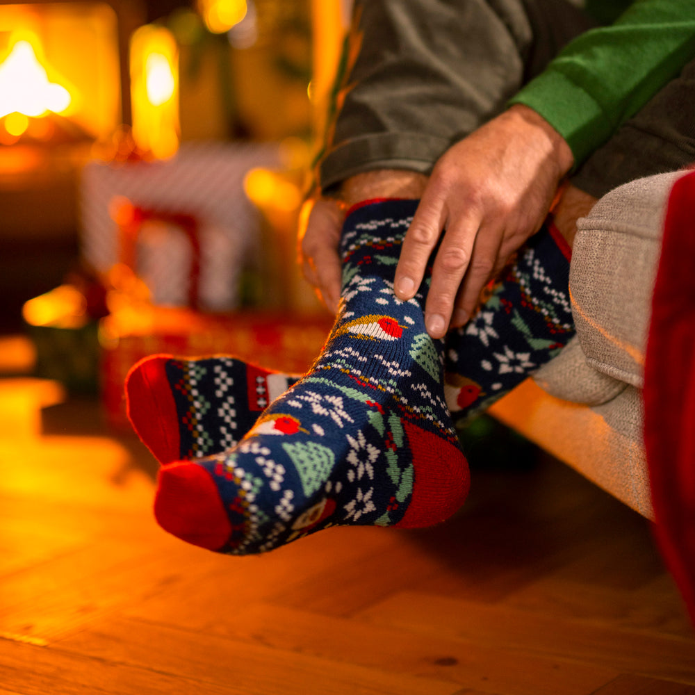 Mens Lite Christmas Socks - Festive Tidings