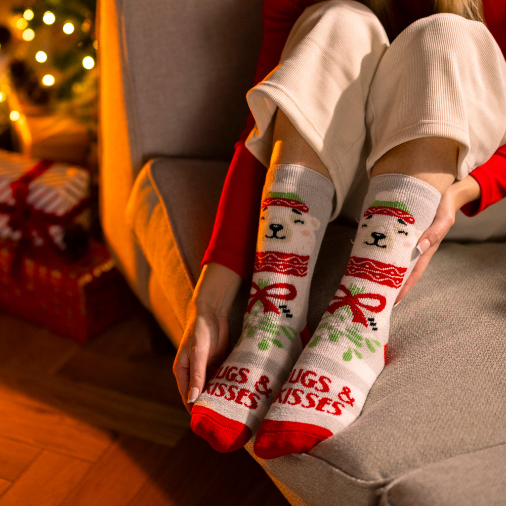 Ladies Lite Christmas Socks - Hugs & Kisses