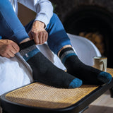 Mens Original Lindos Double Stripe Socks - Black & Blue