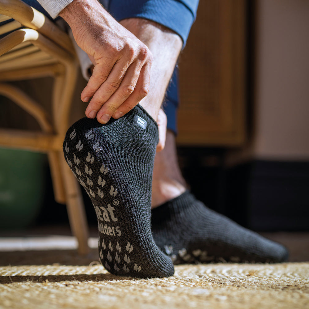 Mens Original Kolax Ankle Slipper Socks - Black & Charcoal