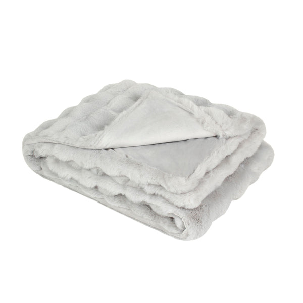 Faux Fur Luxury Thermal Blanket 140cm x 160cm - Light Grey
