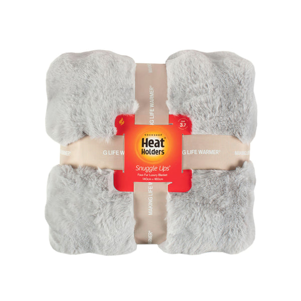 Faux Fur Luxury Thermal Blanket 140cm x 160cm - Light Grey
