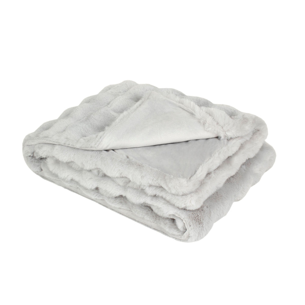 Extra Large Faux Fur Luxury Thermal Blanket 160cm x 200cm - Light Grey