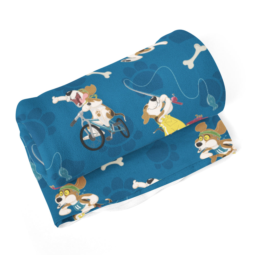 Oversized Fleece Thermal Blanket 180cm x 200cm - Blue Dog Design