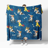 Oversized Fleece Thermal Blanket 180cm x 200cm - Blue Dog Design