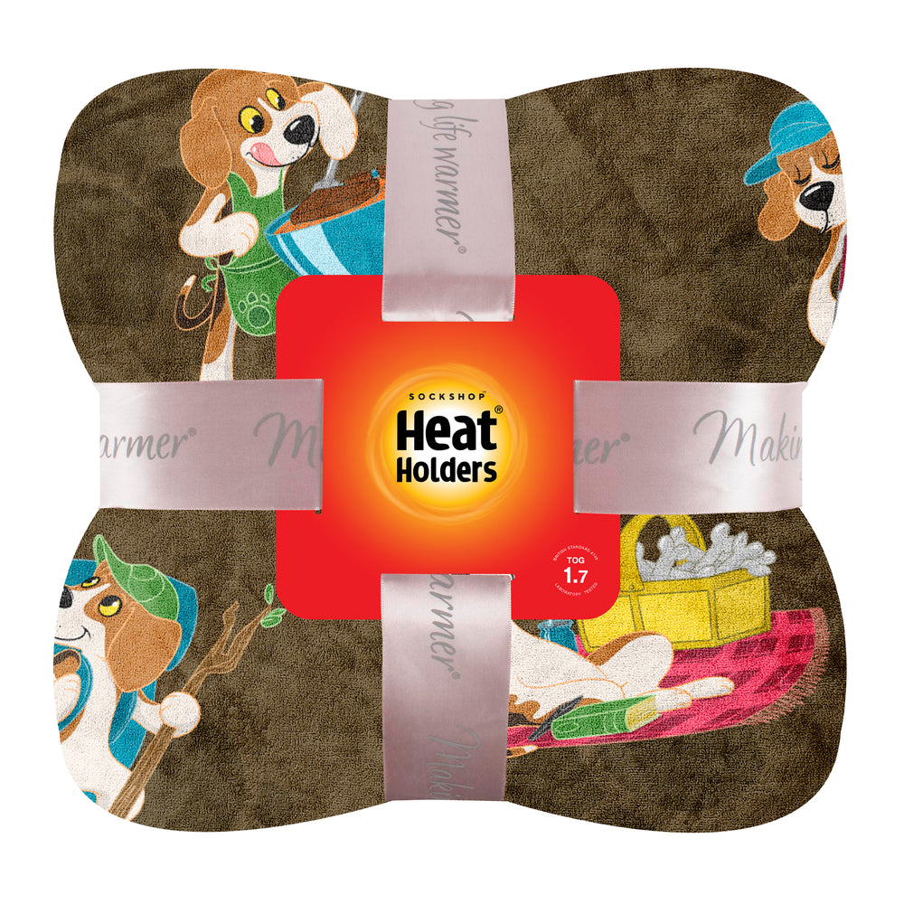 Oversized Fleece Thermal Blanket 180cm x 200cm - Brown Dog Design