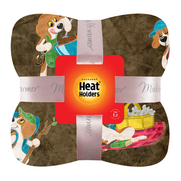 Oversized Fleece Thermal Blanket 180cm x 200cm - Brown Dog Design