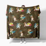 Oversized Fleece Thermal Blanket 180cm x 200cm - Brown Dog Design