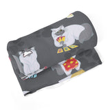 Oversized Fleece Thermal Blanket 180cm x 200cm - Black Cat Design