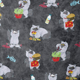 Oversized Fleece Thermal Blanket 180cm x 200cm - Black Cat Design