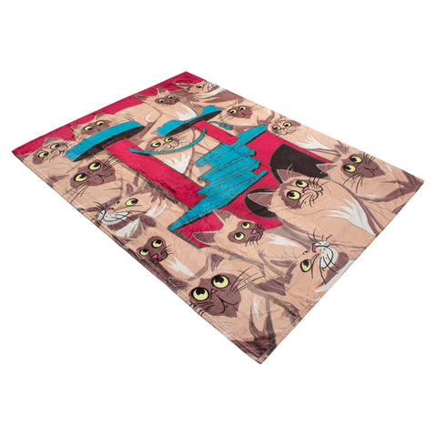 Fleece Thermal Blanket 127cm x 178cm - Cocoa Cat Design