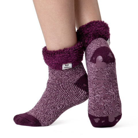 Ladies Original Ara Lounge Socks with Comfy Turnover Feather Top - Cabernet
