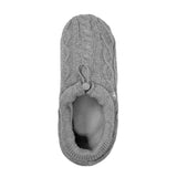 Ladies Ava Cable Drawstring Thermal Slippers - Grey