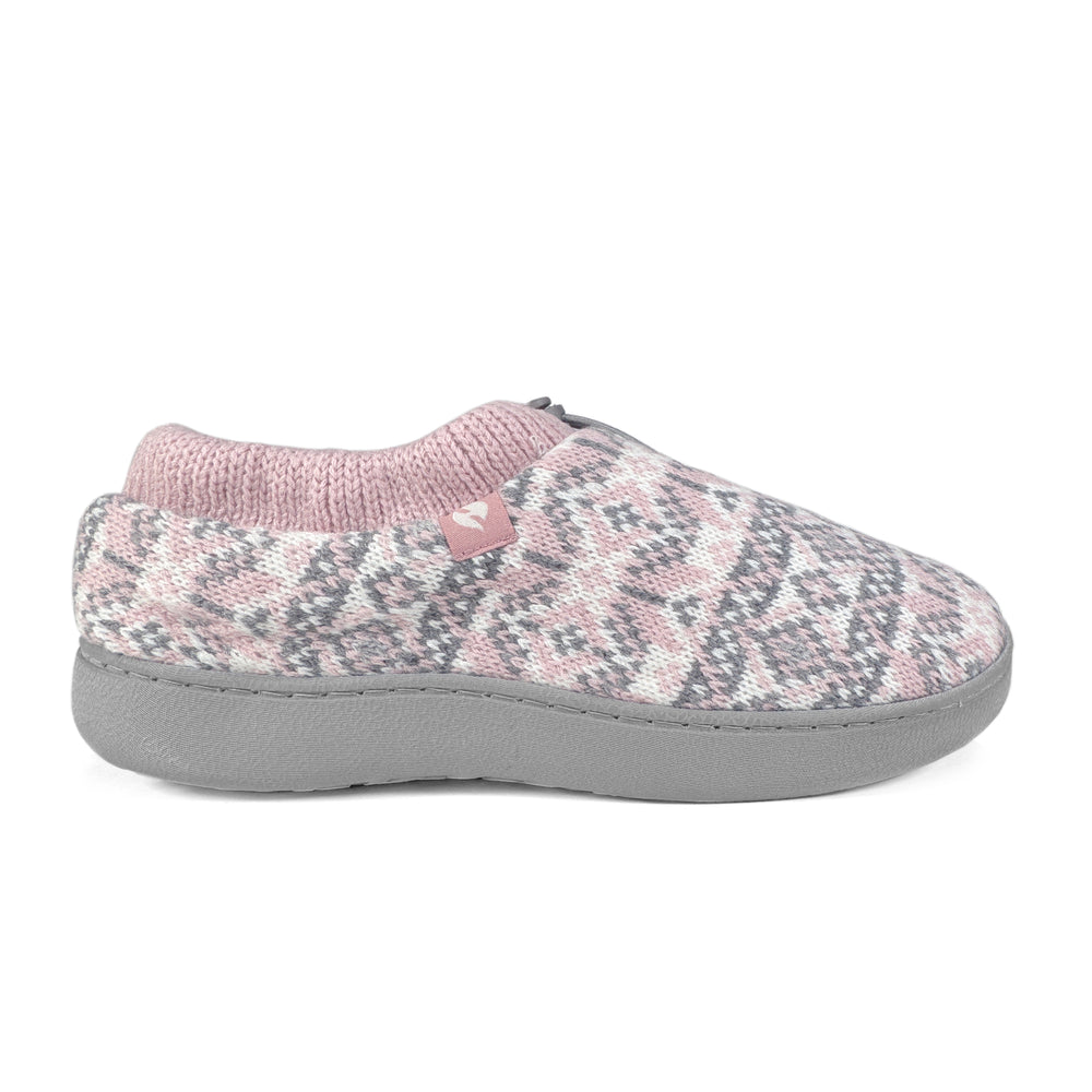 Ladies Emma Fairisle Drawstring Thermal Slippers - Pink