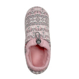 Ladies Emma Fairisle Drawstring Thermal Slippers - Pink